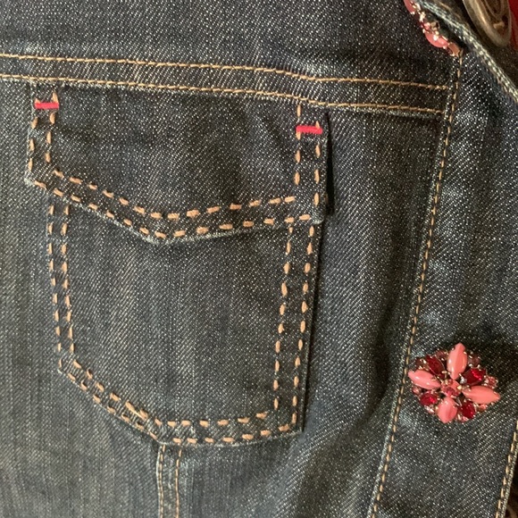 Elie Tahari silk lined denim jean jacket - Picture 2 of 6